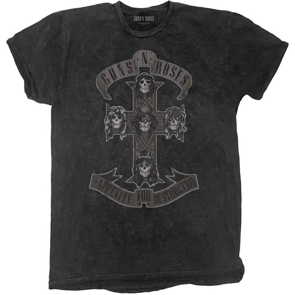 Guns N Roses Unisex Adult Cross Dip Dye T-Shirt / Black/Monochrome